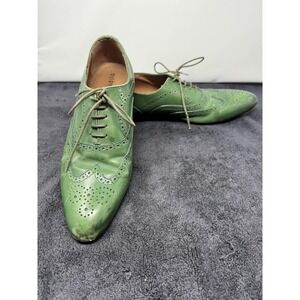 Topman Shoes Mens EU 43/US 10 Green Leather Wingtip Oxford Brogue Dress Lace Up